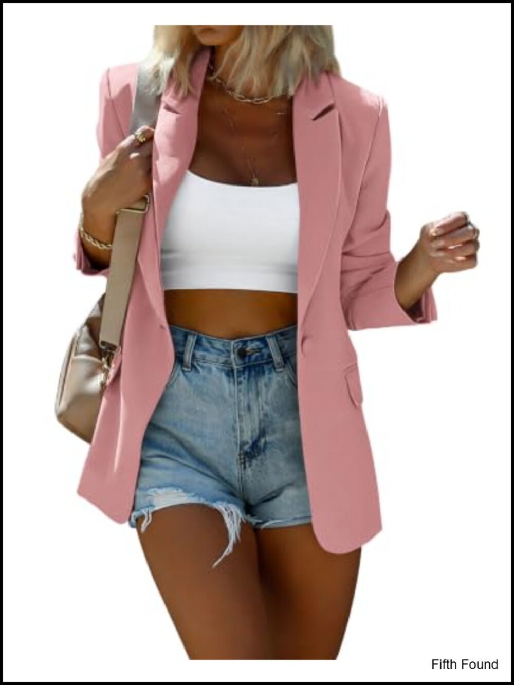 Womens Twill Open Front Blazer Button Lapel Collar Business Casual